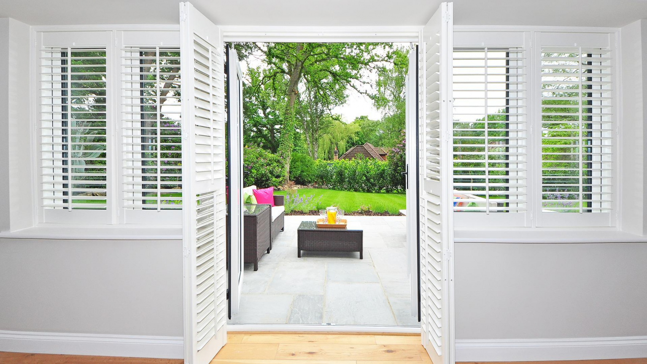 White Blinds on White Door